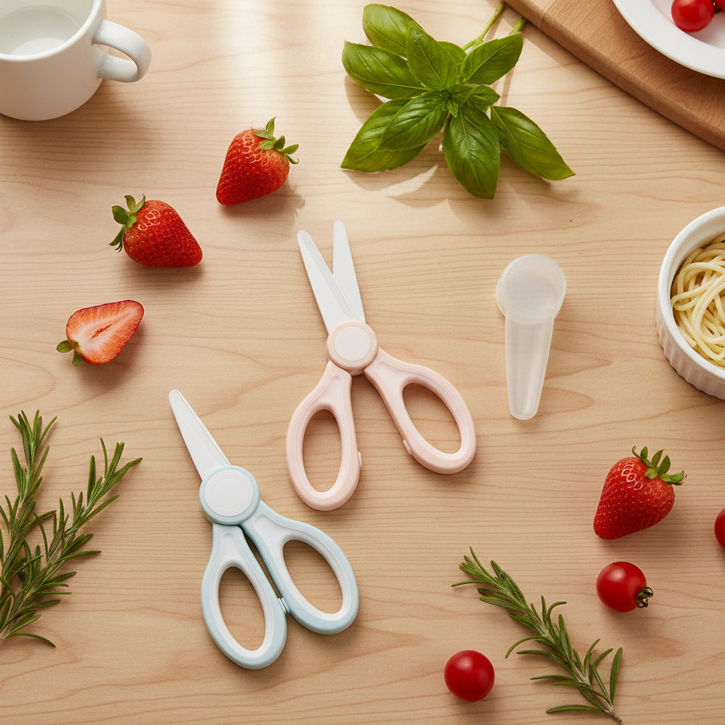 Baby Ceramic Food Scissors W Case