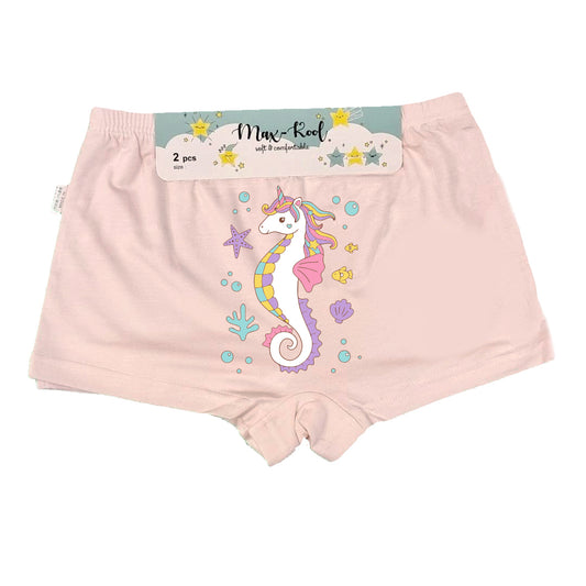 Girl's Bamboo Fiber Shorties 2 pcs Assorted Col Size 110-140