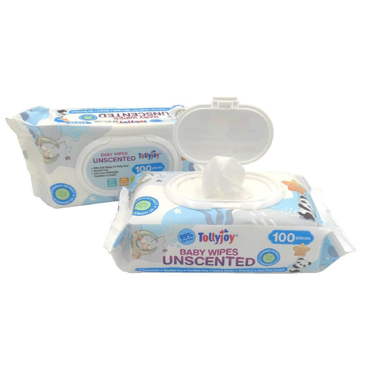 Tollyjoy Unscented Wipes with Cucumber Extract 100s (Twin pack)