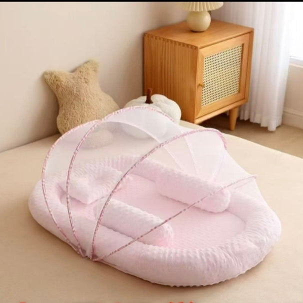 5 IN 1 Portable Bed With Pillow + Bolster W/Mosquito Net