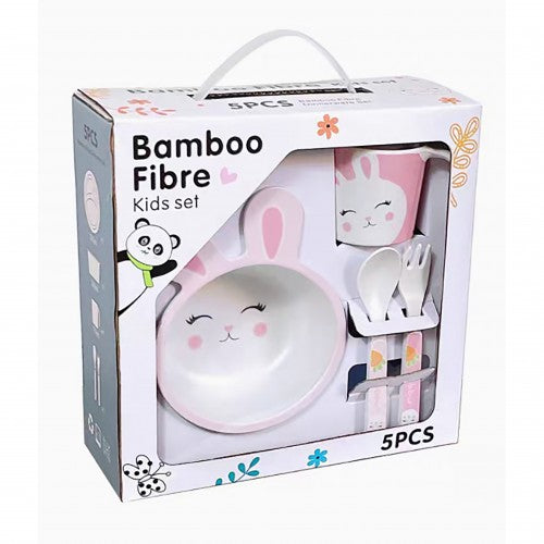 5pcs Bamboo Fibre Children Tableware Dining Set