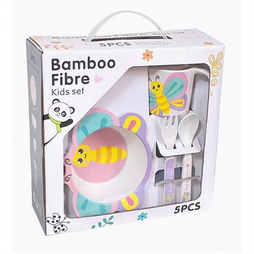5pcs Bamboo Fibre Children Tableware Dining Set