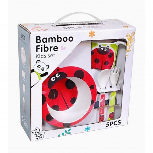 5pcs Bamboo Fibre Children Tableware Dining Set