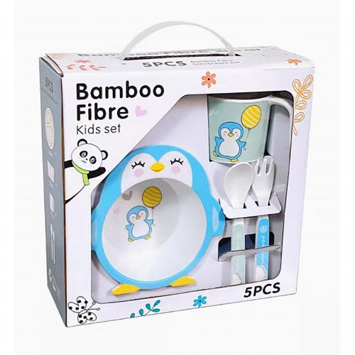 5pcs Bamboo Fibre Children Tableware Dining Set