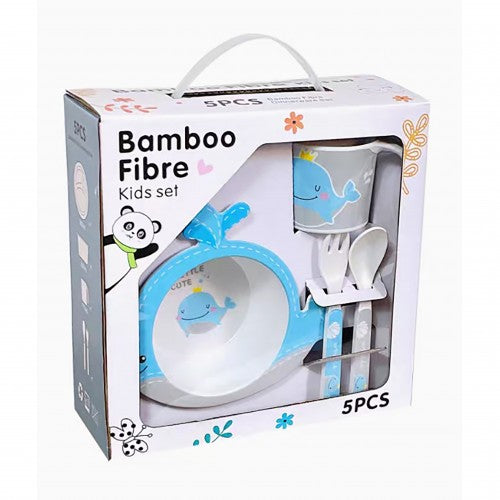 5pcs Bamboo Fibre Children Tableware Dining Set
