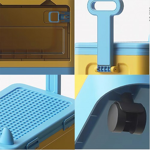 Stackable Toy Clothes Storage Box W/ Wheel & Lid for Building LEGO Block (2 Colour Option)
