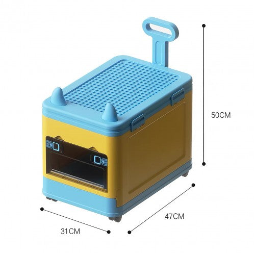 Stackable Toy Clothes Storage Box W/ Wheel & Lid for Building LEGO Block (2 Colour Option)