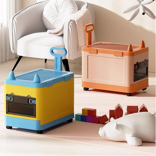 Stackable Toy Clothes Storage Box W/ Wheel & Lid for Building LEGO Block (2 Colour Option)