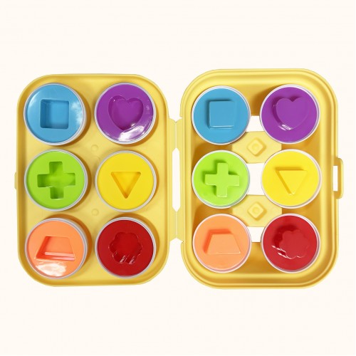 Montessori Educative Matching 6pcs Eggs for Kids with Yellow Holder - Shape