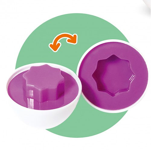 Montessori Educative Matching 6pcs Eggs for Kids with Yellow Holder - Shape