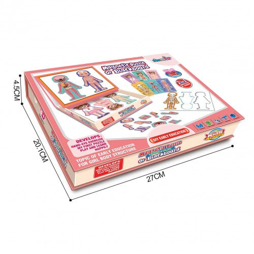 Montessori Educative Human Body Anatomy Magnetic Puzzle With Drawing Board - Girl