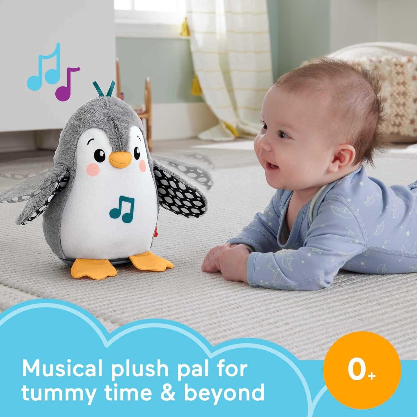 Fisher-Price Plush Penguin, Baby Sensory Toy with Music and Motion