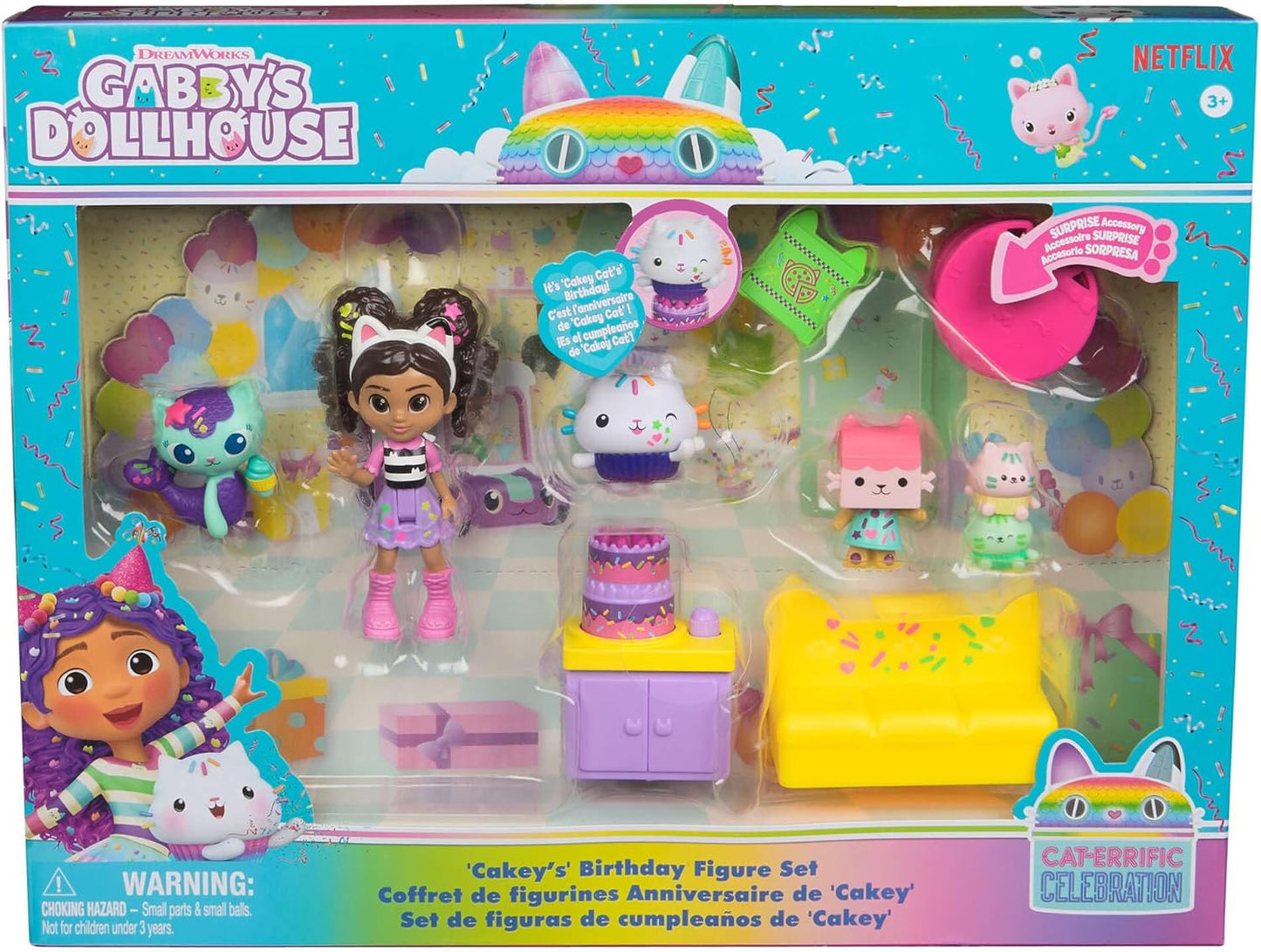 Gabby Dollhouse, Cakey Birthday Figures Set