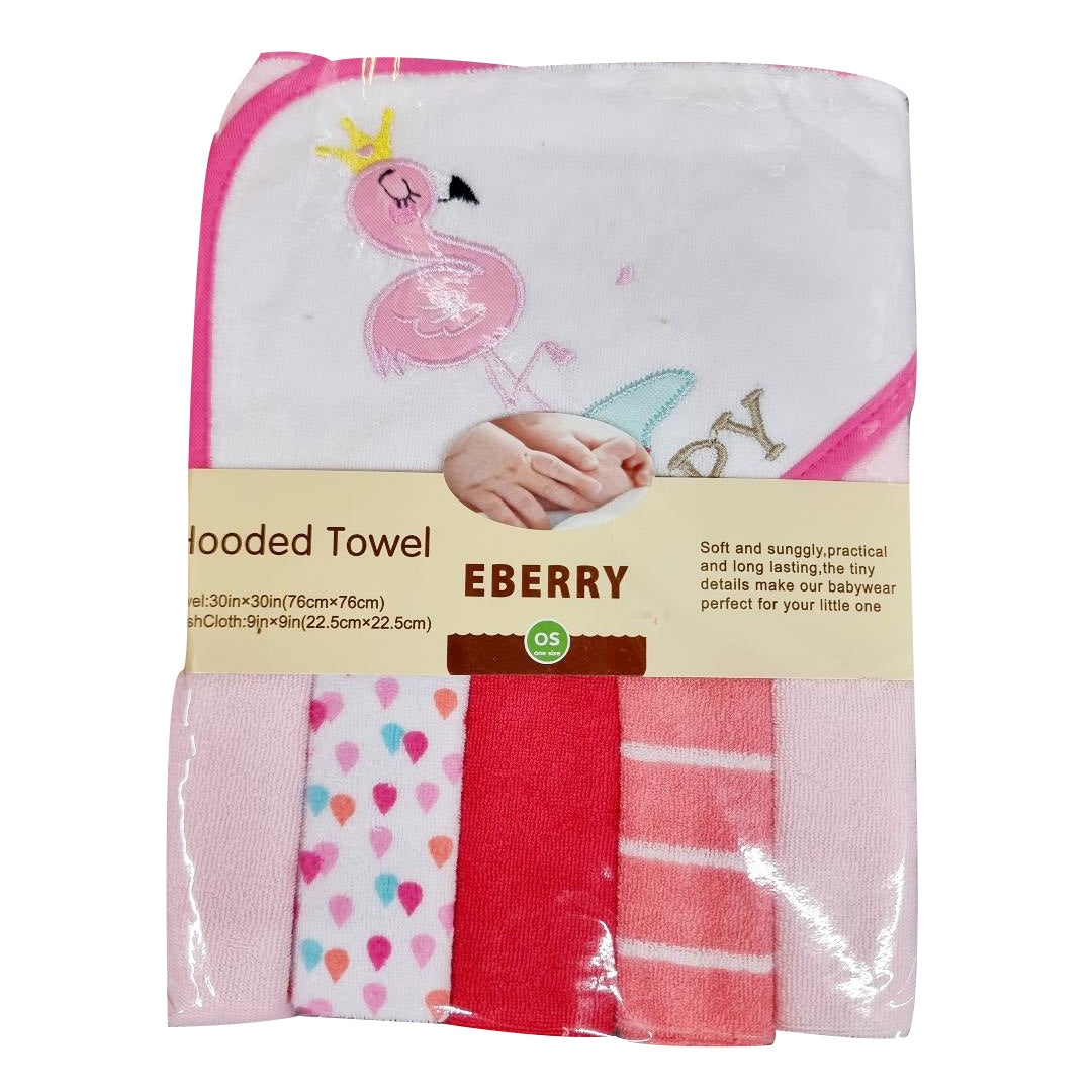 Soft Hooded Towel With 5 Face Towels