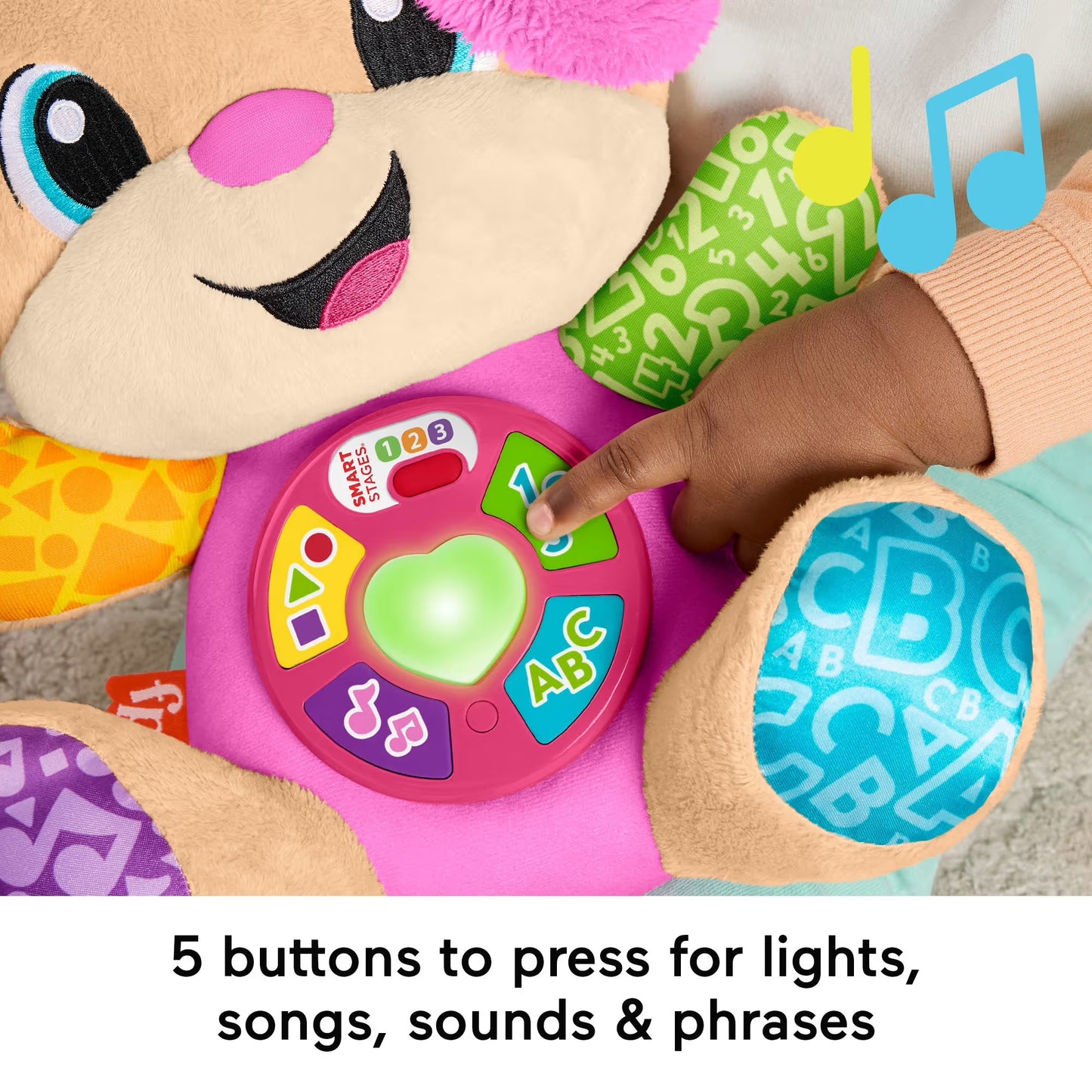 Fisher-Price Laugh & Learn Smart Stages Sis Pink Plush Baby Musical Learning Toy