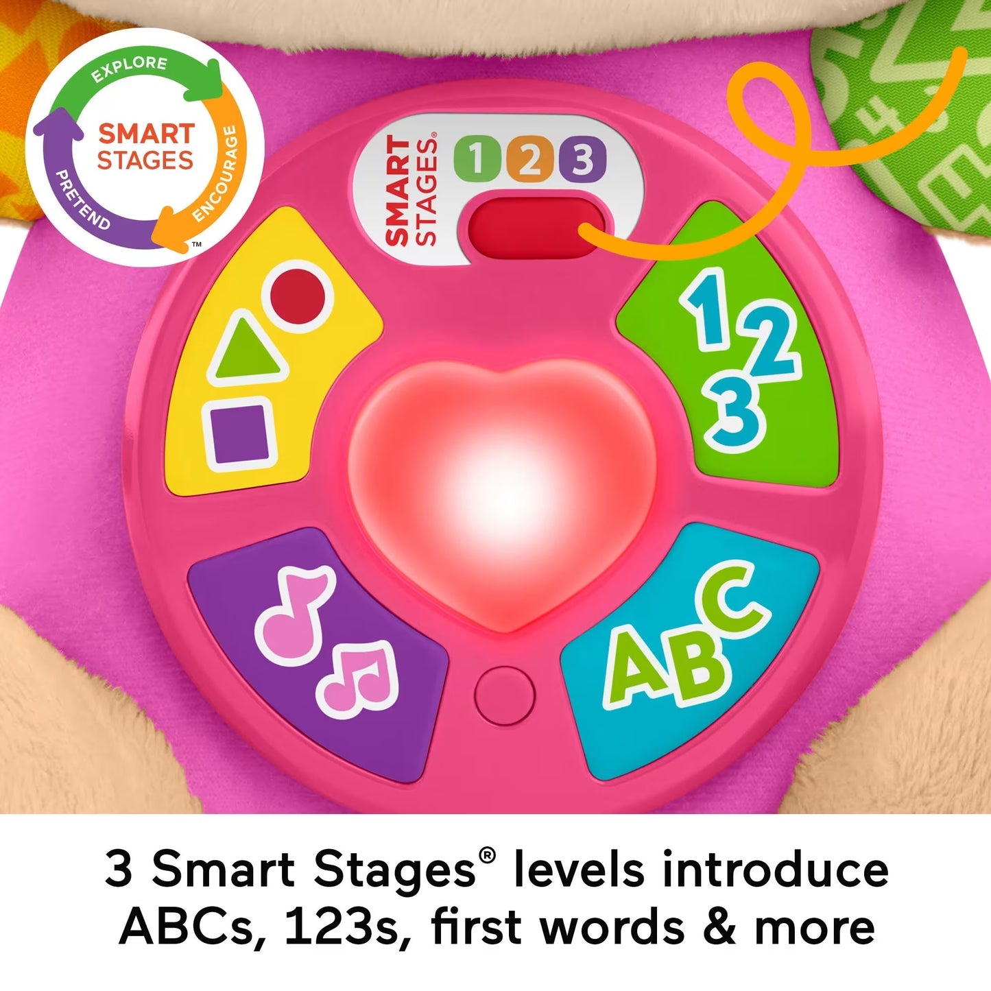 Fisher-Price Laugh & Learn Smart Stages Sis Pink Plush Baby Musical Learning Toy