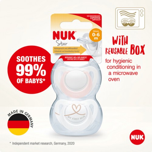 NUK Star Day Silicone Soother Pacifier 2pcs/box (0-2 maths)