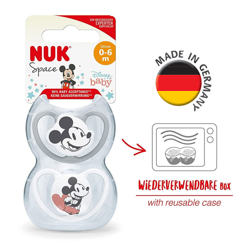 NUK Space Disney Mickey Mouse Silicone Soother Pacifier 2pcs/box (18-36mth)