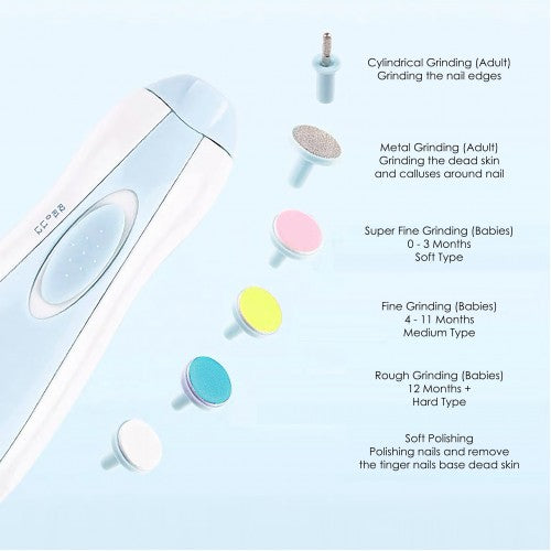 6 in 1 Baby & Kids Electric Nail Trimmer / Polisher Manicure Set