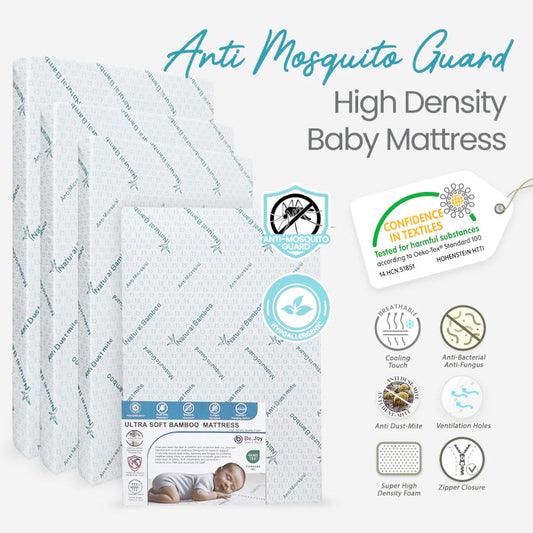 BeJoy Anti Mosquito Guard Baby HD Foam Mattress With Bamboo Cover 28” x 41” x 3”
