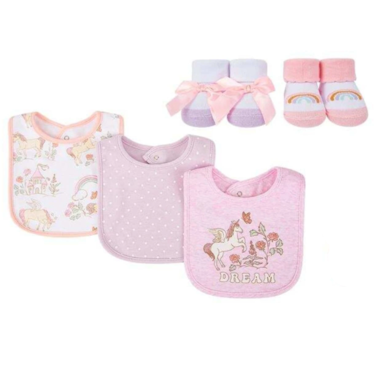 5pcs Bib And Sock Set (0-9m)