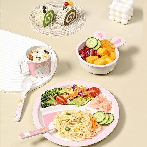 5pcs Bamboo Fibre Children Tableware Dining Set