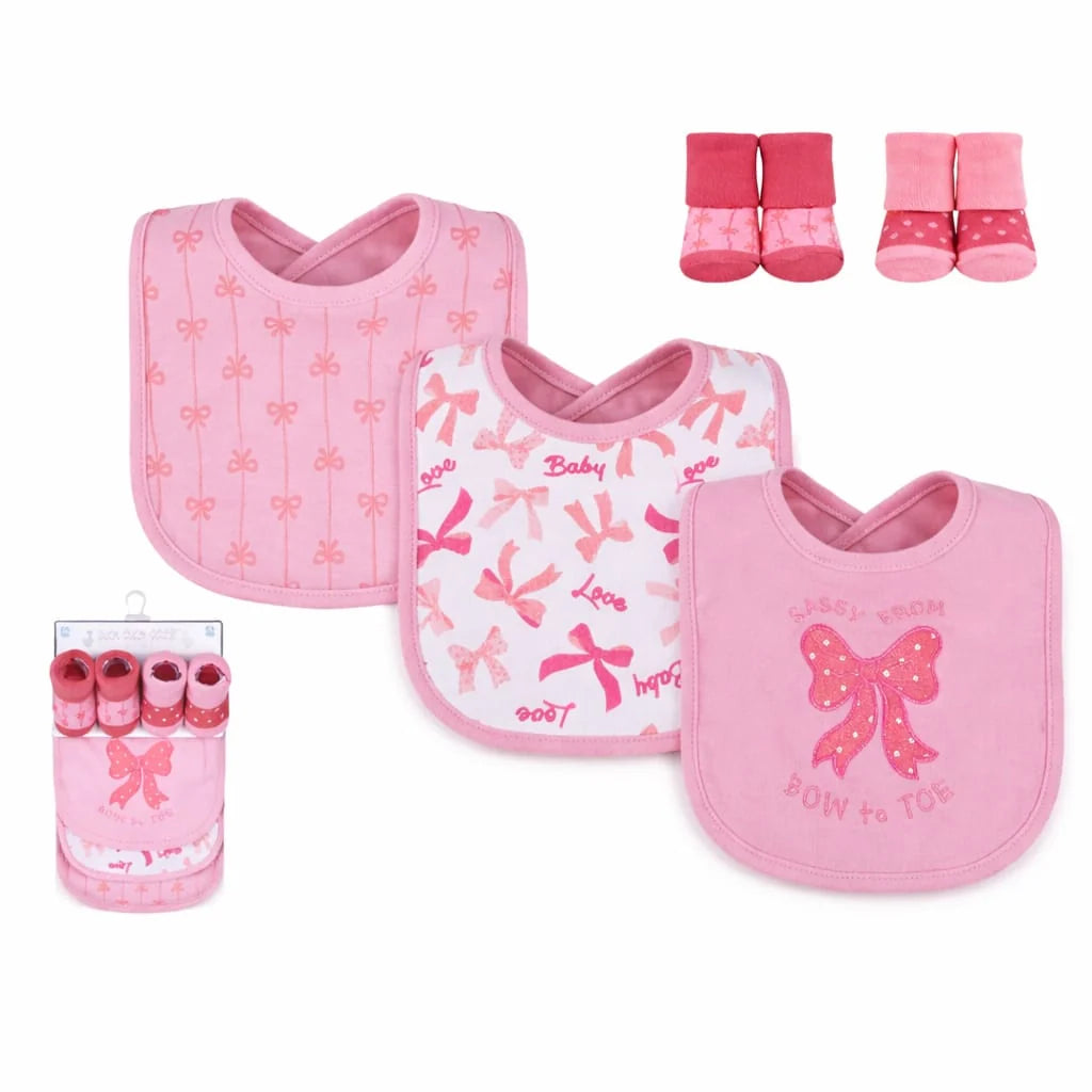 Baby Bibs + Socks Set – 5 Pieces