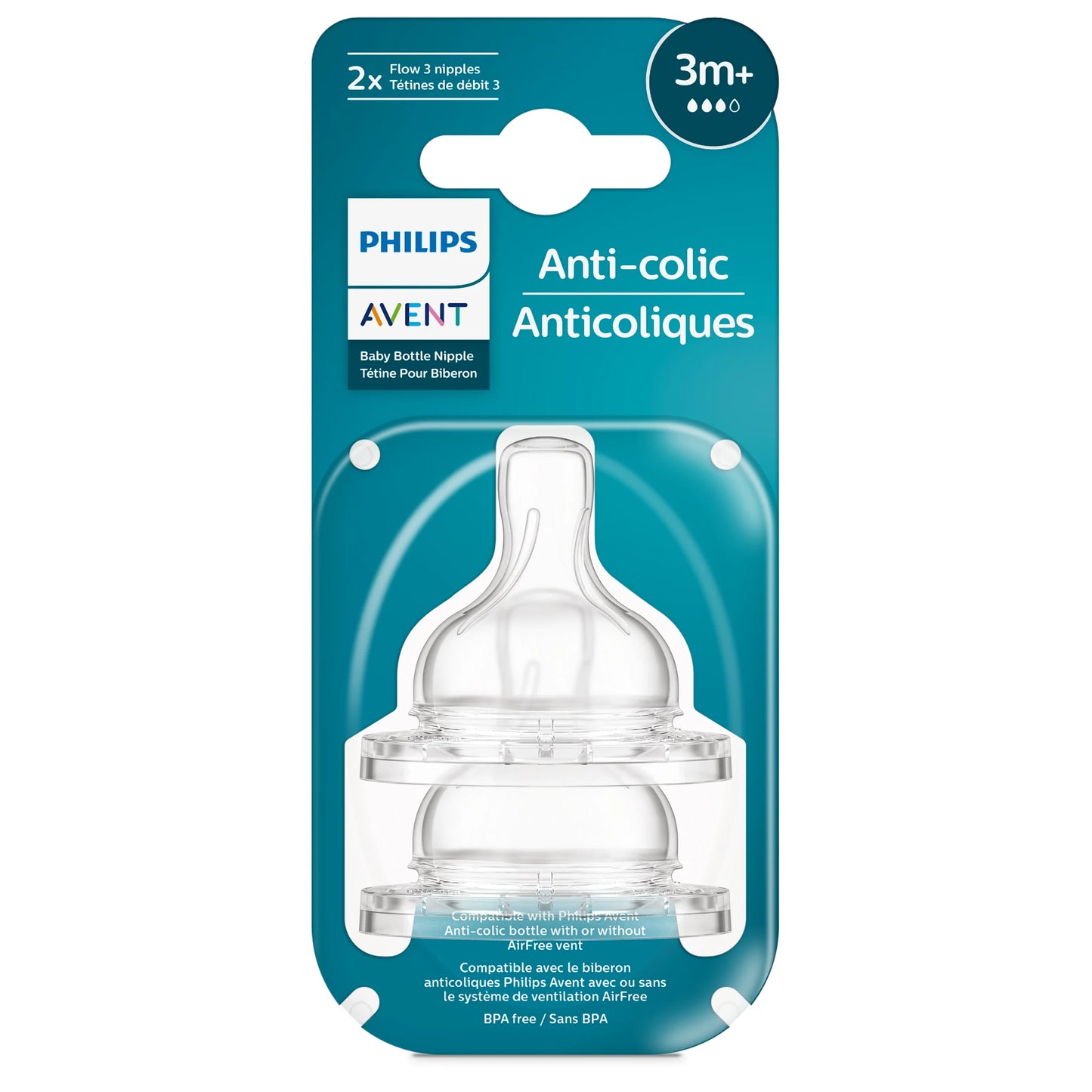 *Philips Avent Anti-colic Teats Airflex Flow 3