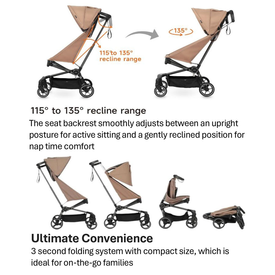 QPlay AIRO Cabin-sized Lightweight Baby Stroller (Black)