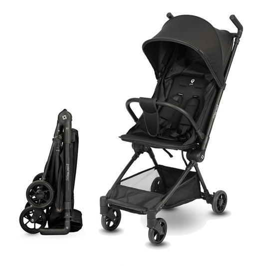 QPlay Mega Pro Cabin-sized Lightweight Baby Stroller (Black) FOC Strolley Bag