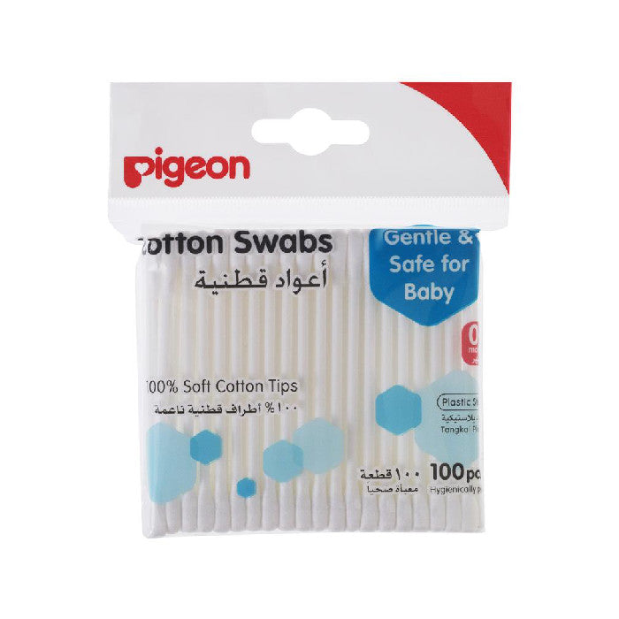 Pigeon Cotton Swabs 200 Tips Plastic Stem 100pcs/Pack