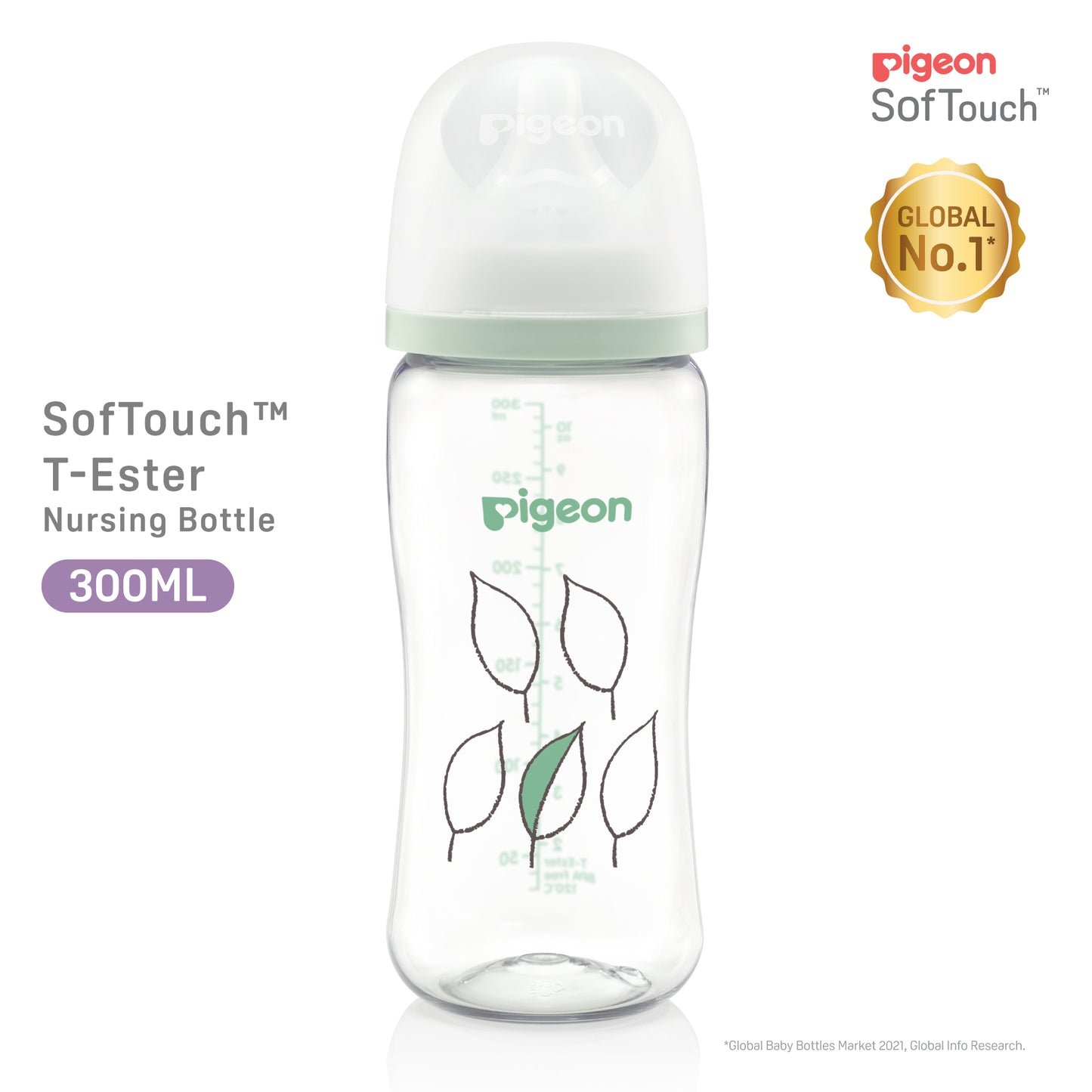 Pigeon SofTouch™ T-Ester Nursing Bottle - Single Pack 300ml Leaf