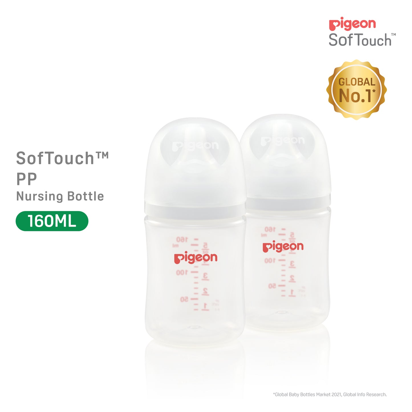 Pigeon SofTouch™ PP Nursing Bottle - Twin Pack 160ml