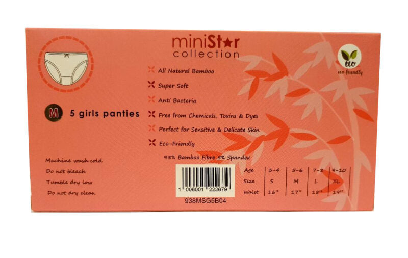 Ministar Bamboo Fiber Girl Panties - Kitten (5 pcs pack)