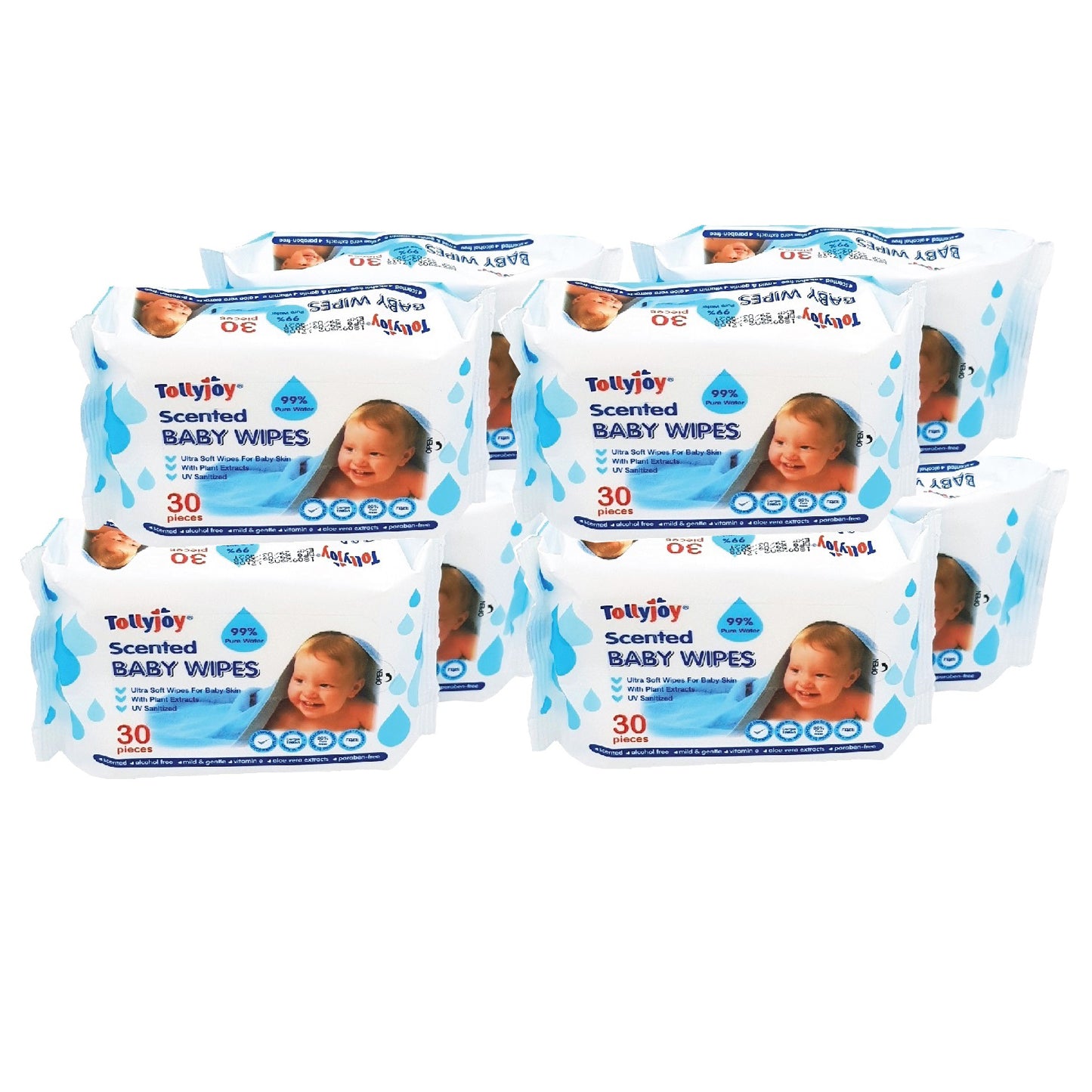Tollyjoy Scented Travel Wet Wipes 8 x 30s
