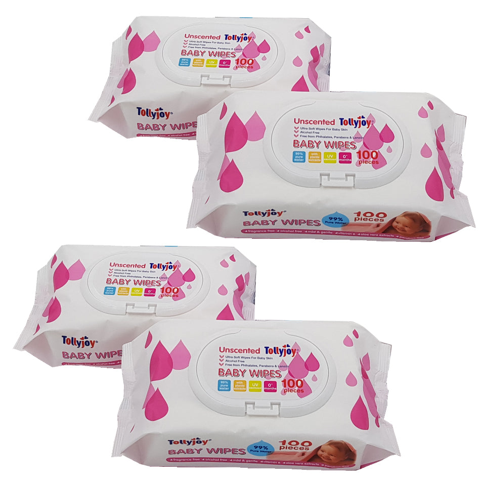 Tollyjoy Unscented Wet Wipes 4 x 100s (Bundle Set)