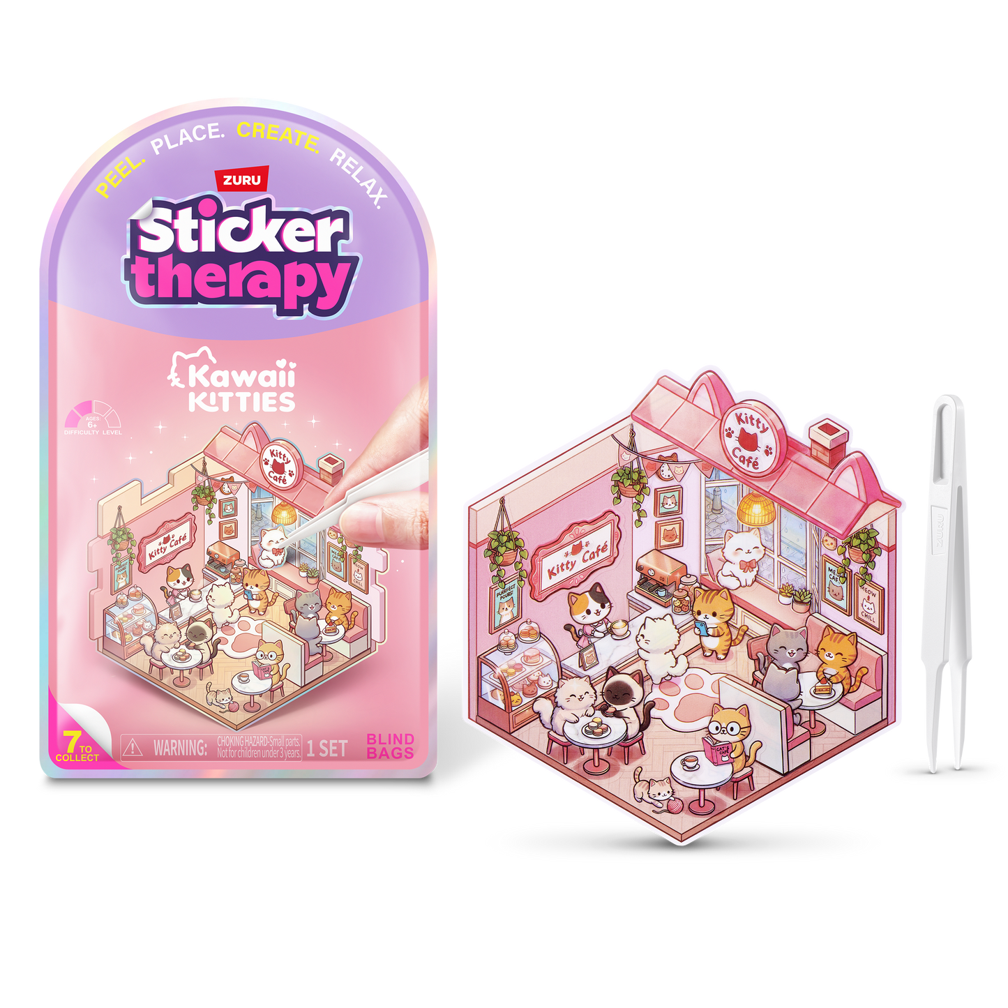 ZURU Sticker Therapy Kawaii Kitties Blind Bag – 7 Designs to Collect