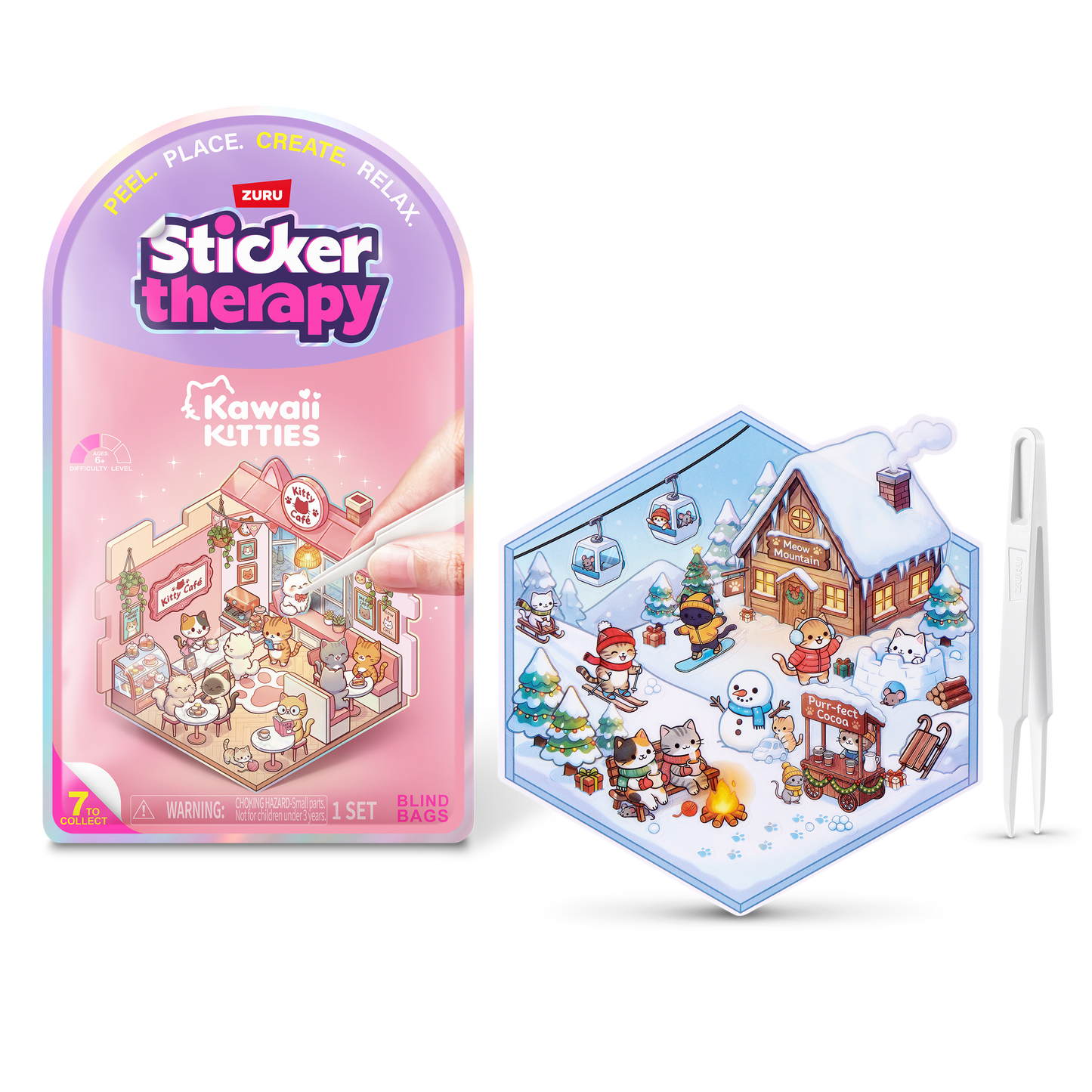 ZURU Sticker Therapy Kawaii Kitties Blind Bag – 7 Designs to Collect