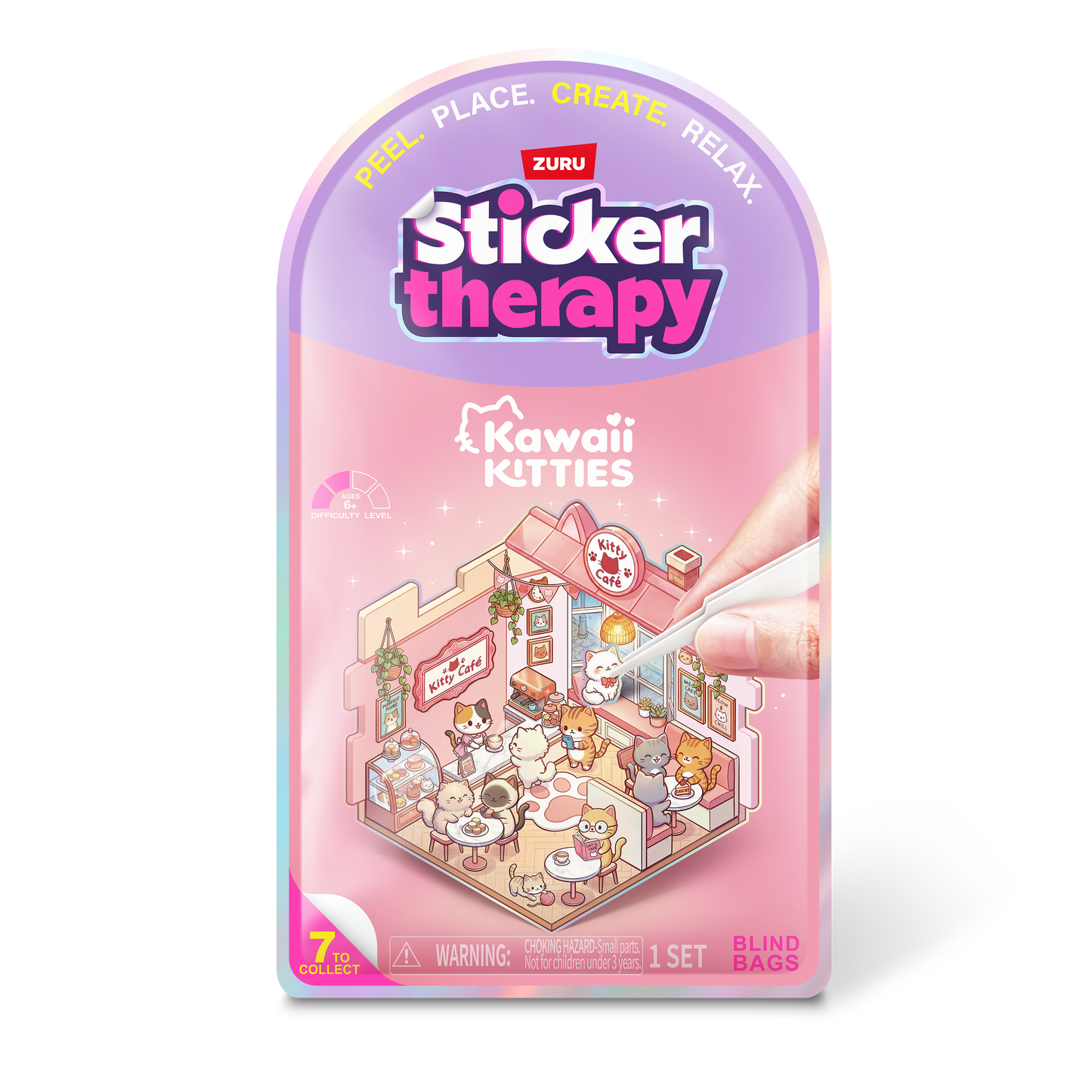 ZURU Sticker Therapy Kawaii Kitties Blind Bag – 7 Designs to Collect