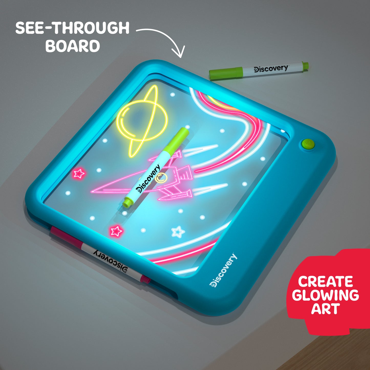 Discovery Neon LED Glow In The Dark Drawing Board