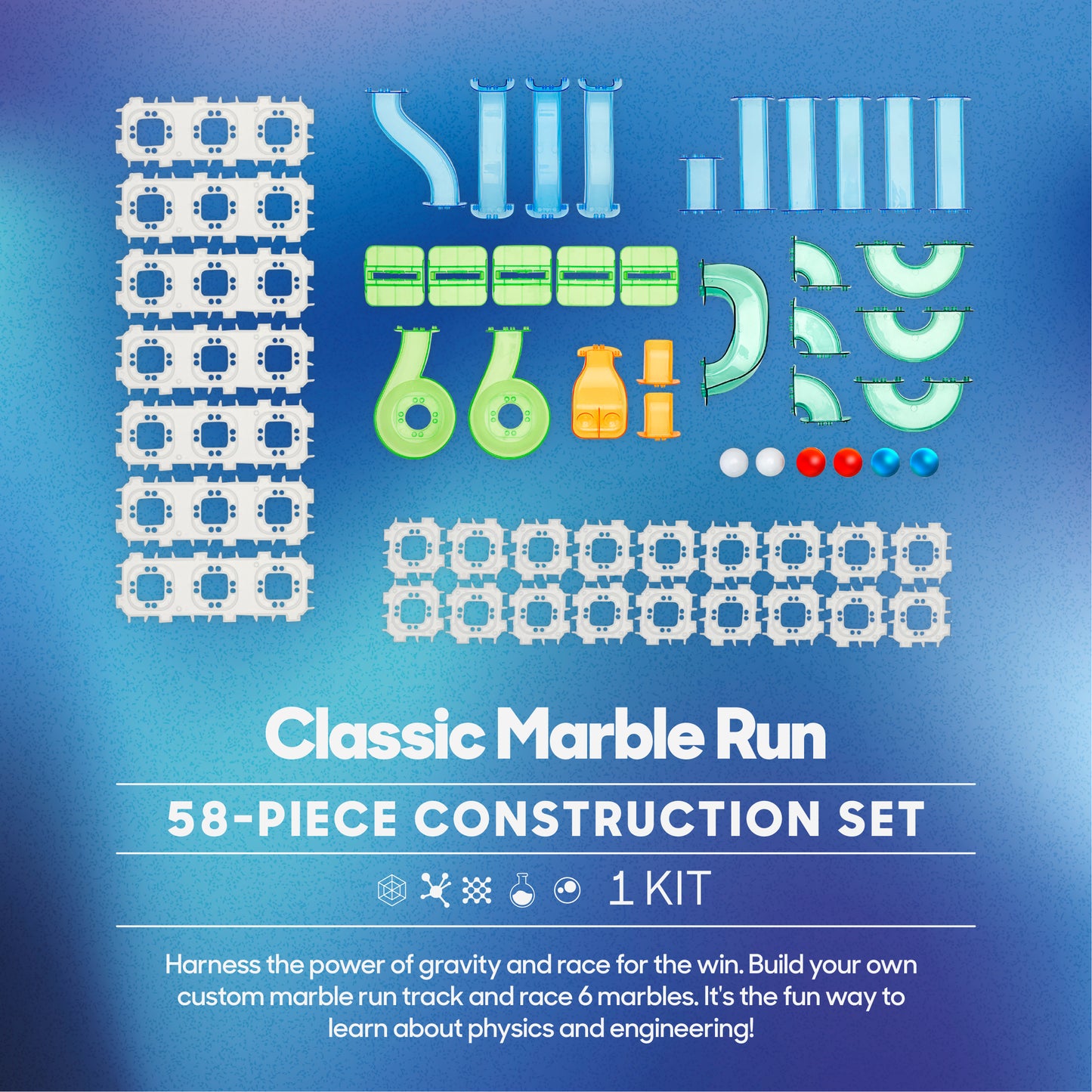 Classic Marble Run Construction Set 58-Piece