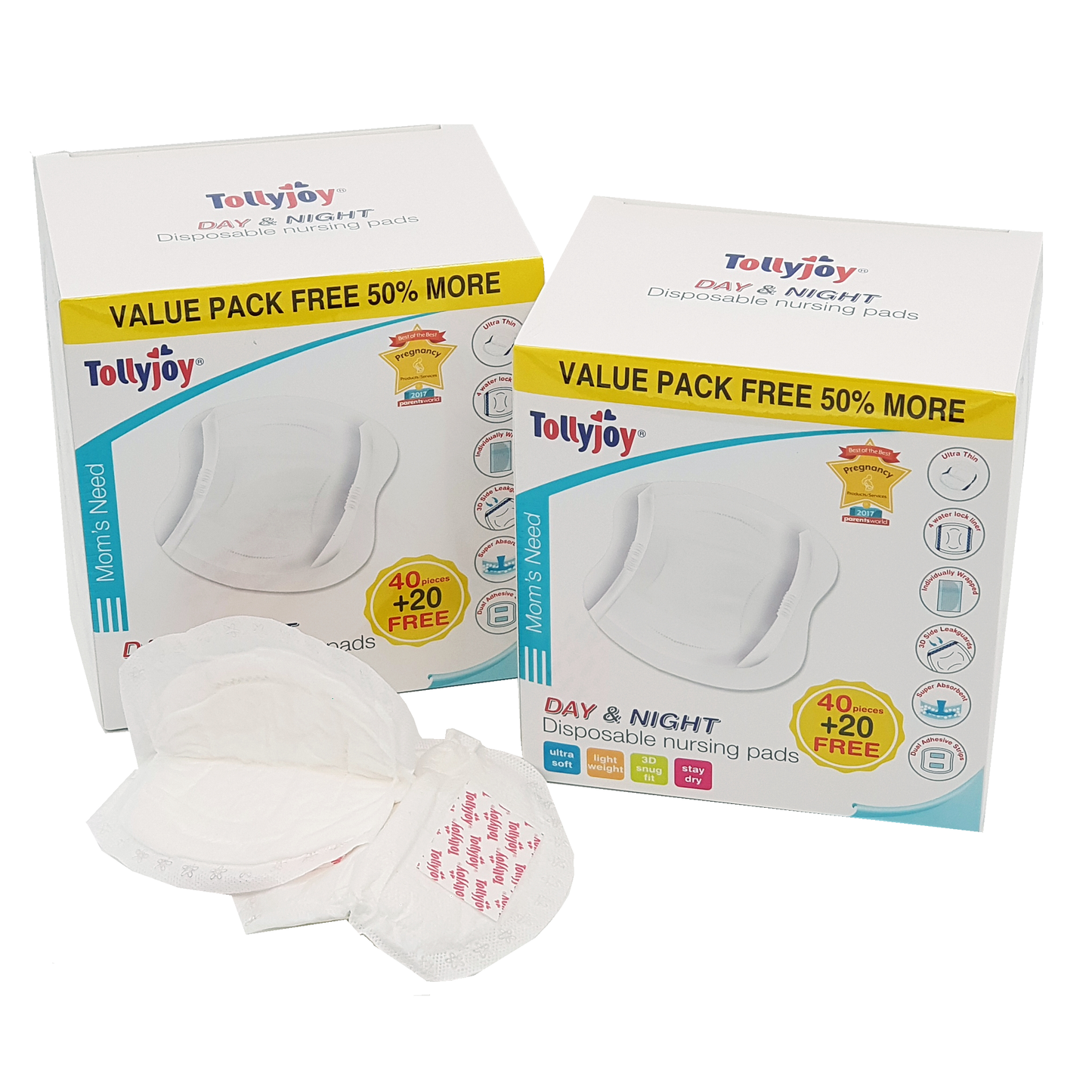 Tollyjoy Day & Night Disposable Nursing Pads (60pcs/box) Twin Pack