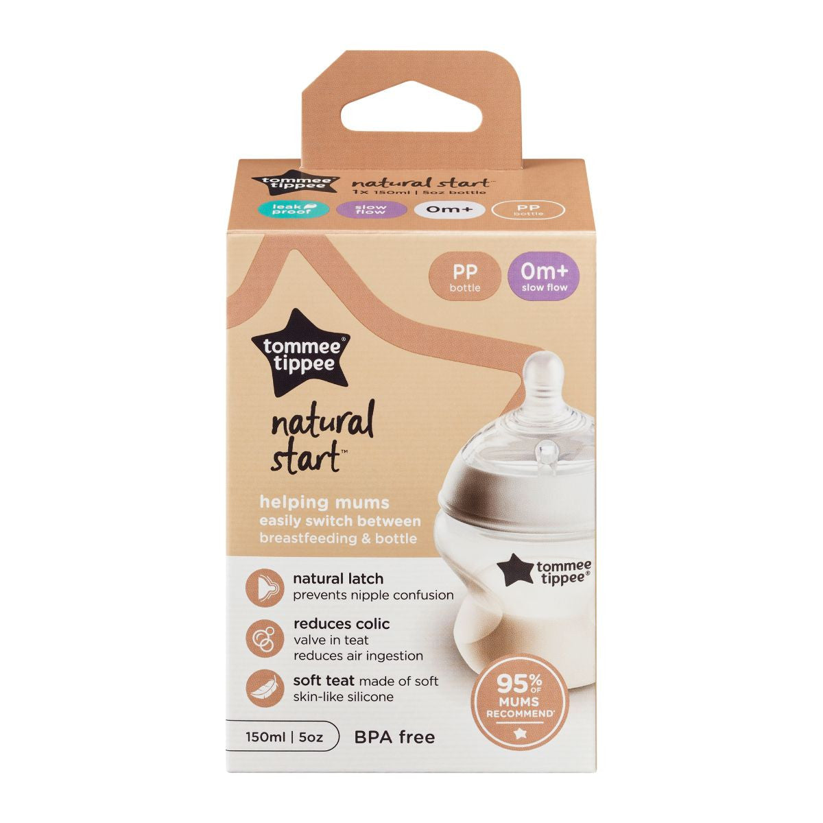 Tommee Tippee Natural Start PP Bottle with S Soft Teat 150ml (single/twin pack)