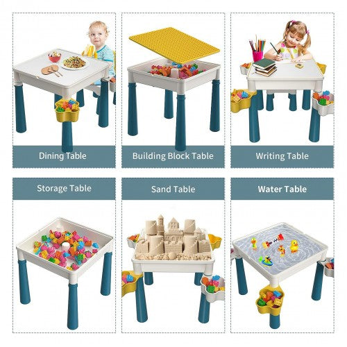 Multi-Functional Activities Toddler Activity Table & Chair + Block Building Set (133pcs)