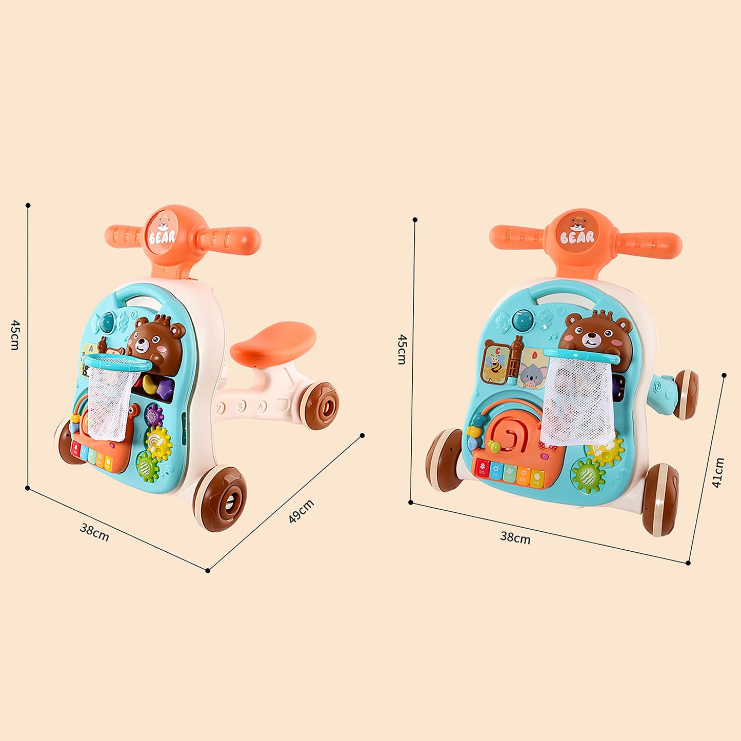 4 In 1 Musical Baby’s Pusher/Ride On/Table/Activity Partner
