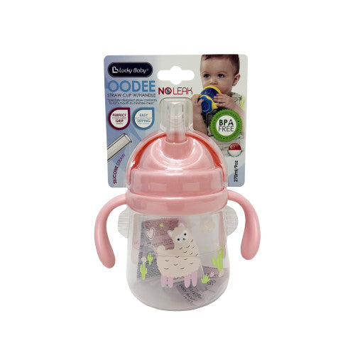 Oodee Straw Cup W/Handle - Pink