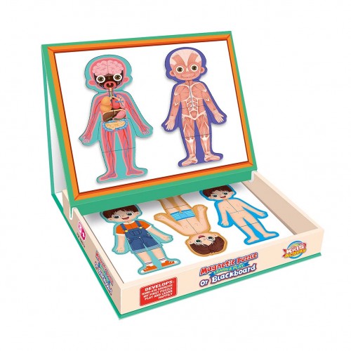 Montessori Educative Human Body Anatomy Magnetic Puzzle With Drawing Board - Boy