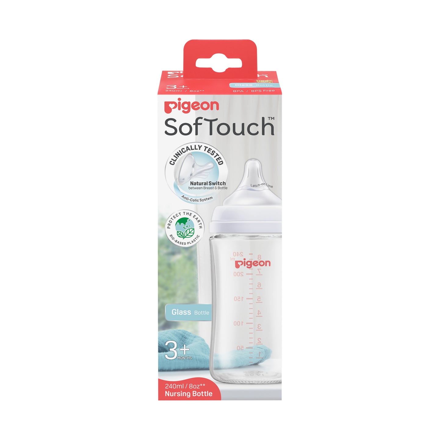 Pigeon SofTouch™ BPP Nursing Bottle Glass 240ml Logo