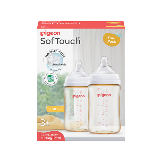 Pigeon SofTouch™ BPP Nursing Bottle PPSU 240ml Logo Twin Pack