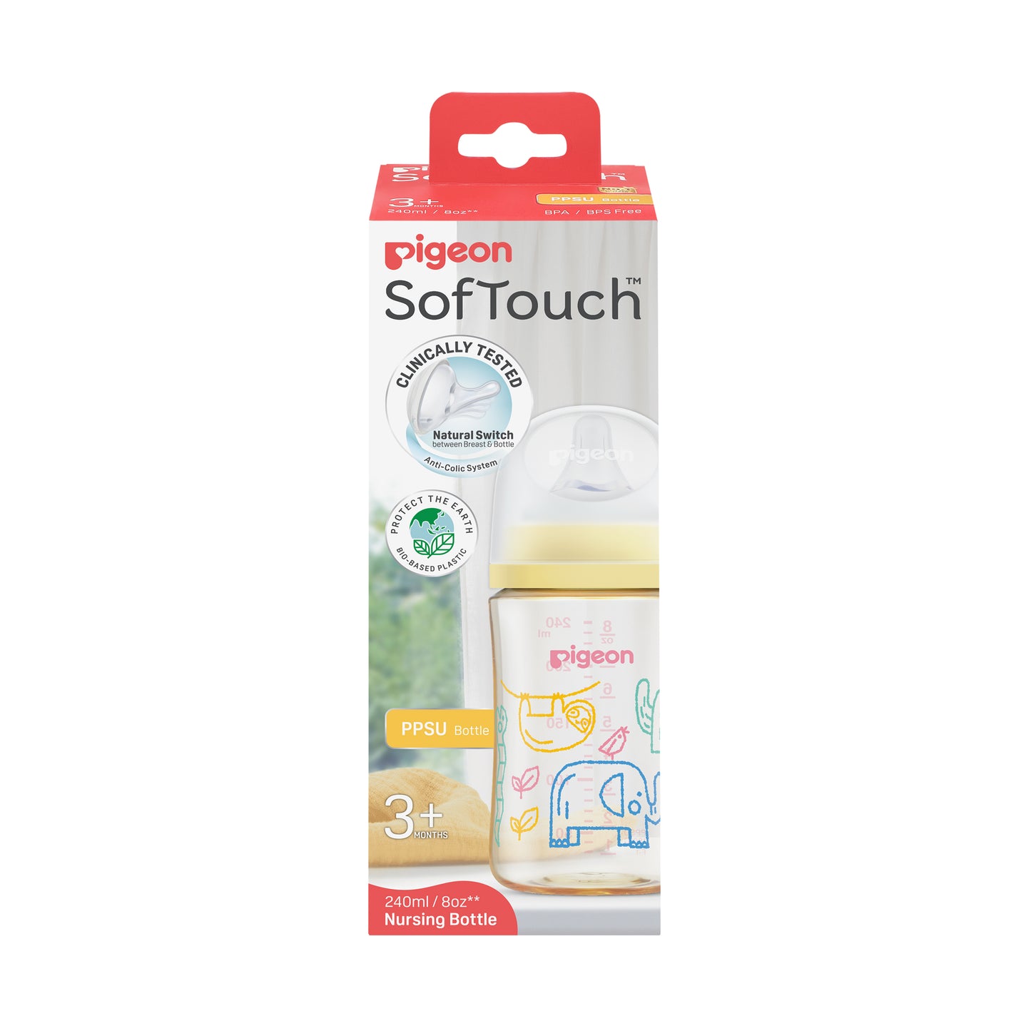 Pigeon SofTouch™ BPP Nursing Bottle PPSU 240ml Safari Doodles